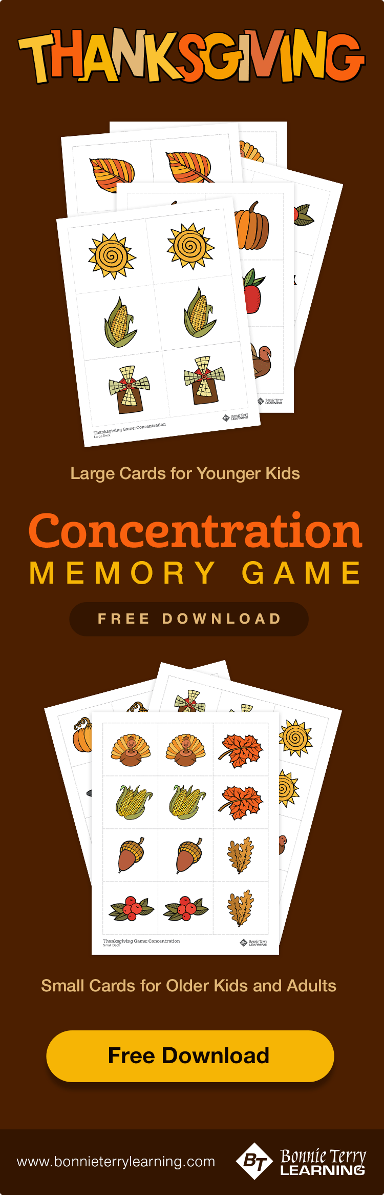 Thanksgiving Memory Matching Concentration Game